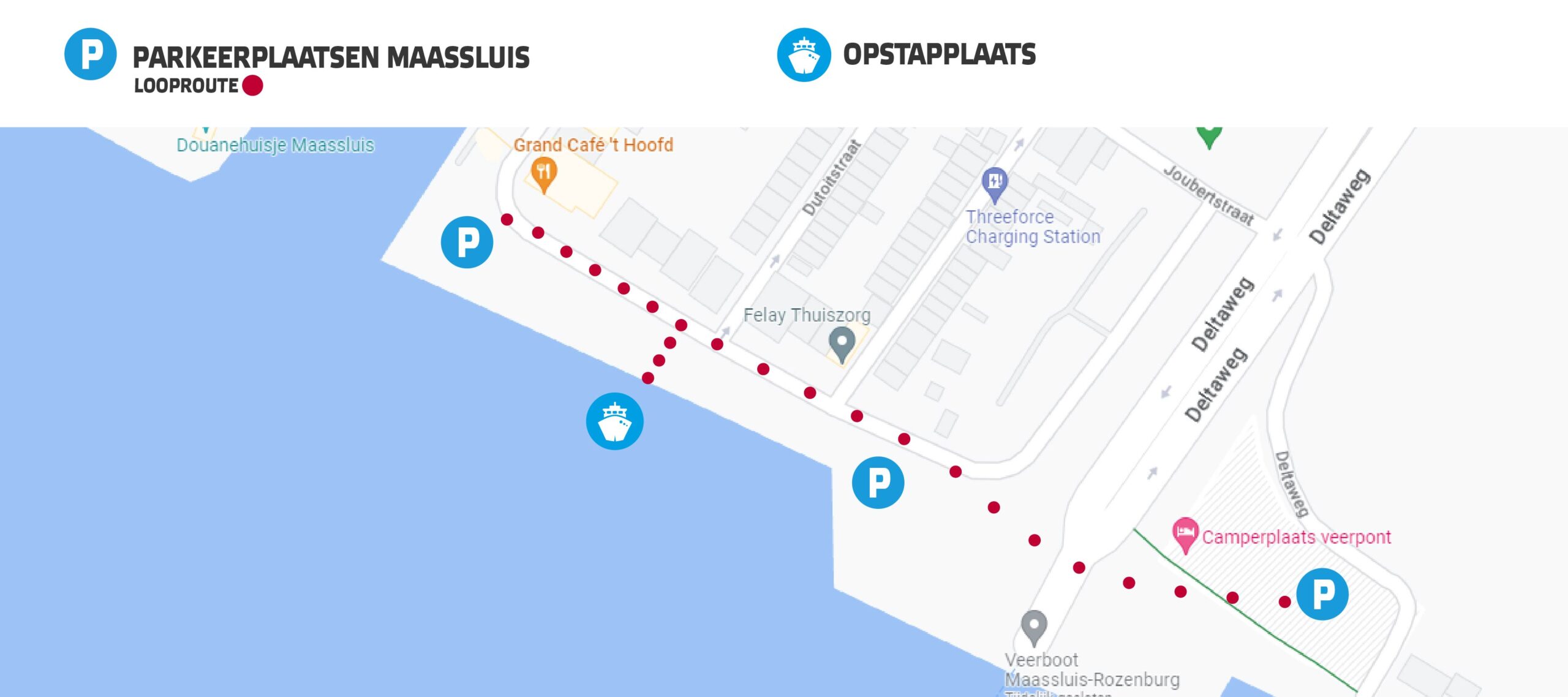 Parkeerroute en looproute opstapplaats